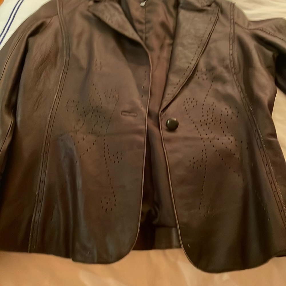 Brown leather shirt blazer